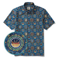Men's Hawaiian Shirt Short Sleeve Button-down 100% Cotton Blue Aloha Shell Mosaic