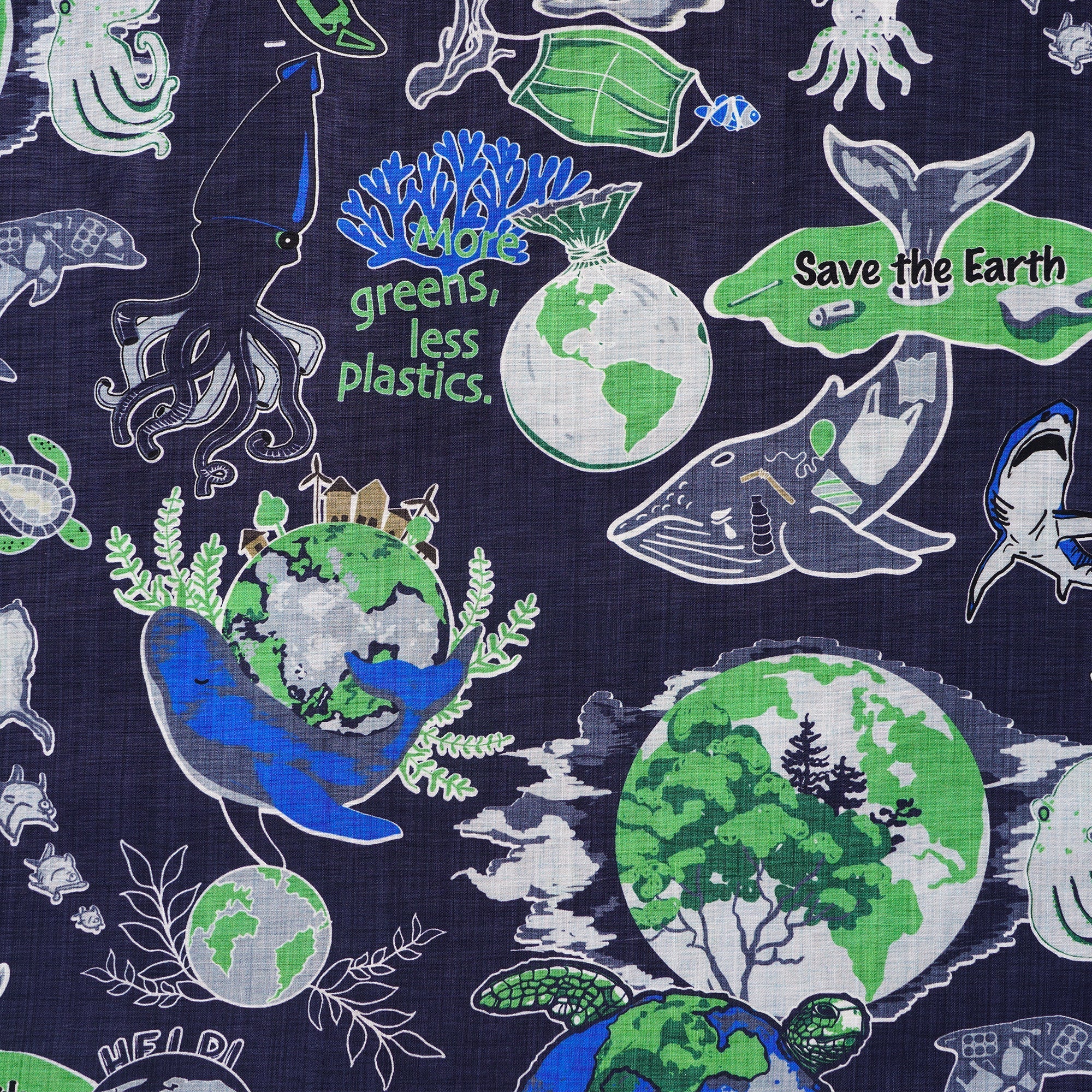 Men's Hawaiian Shirt Short Sleeve Button-down 100% Cotton Aloha Save Earth