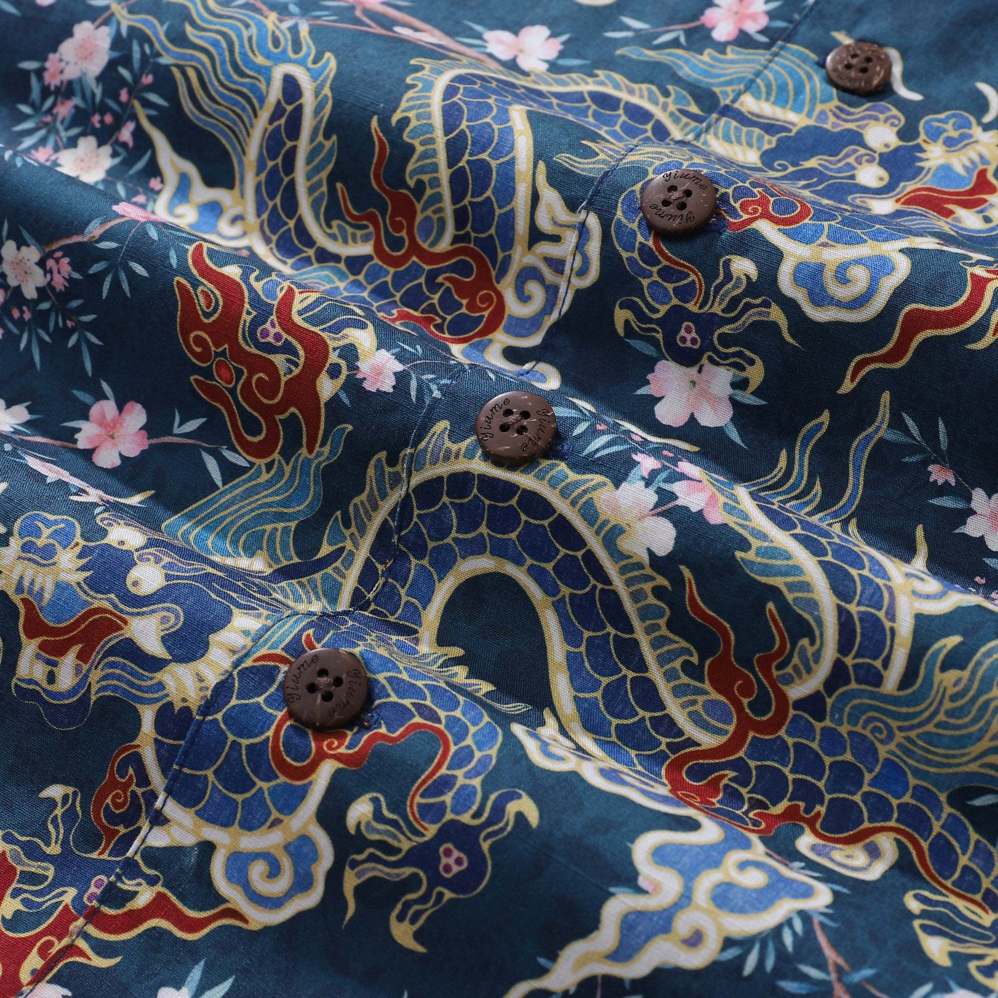 Hawaiian Shirt For Men Dragon Shirt Floral Rhythm Print Shirt Camp Collar 100% Cotton Dragon's Floral Rhythm