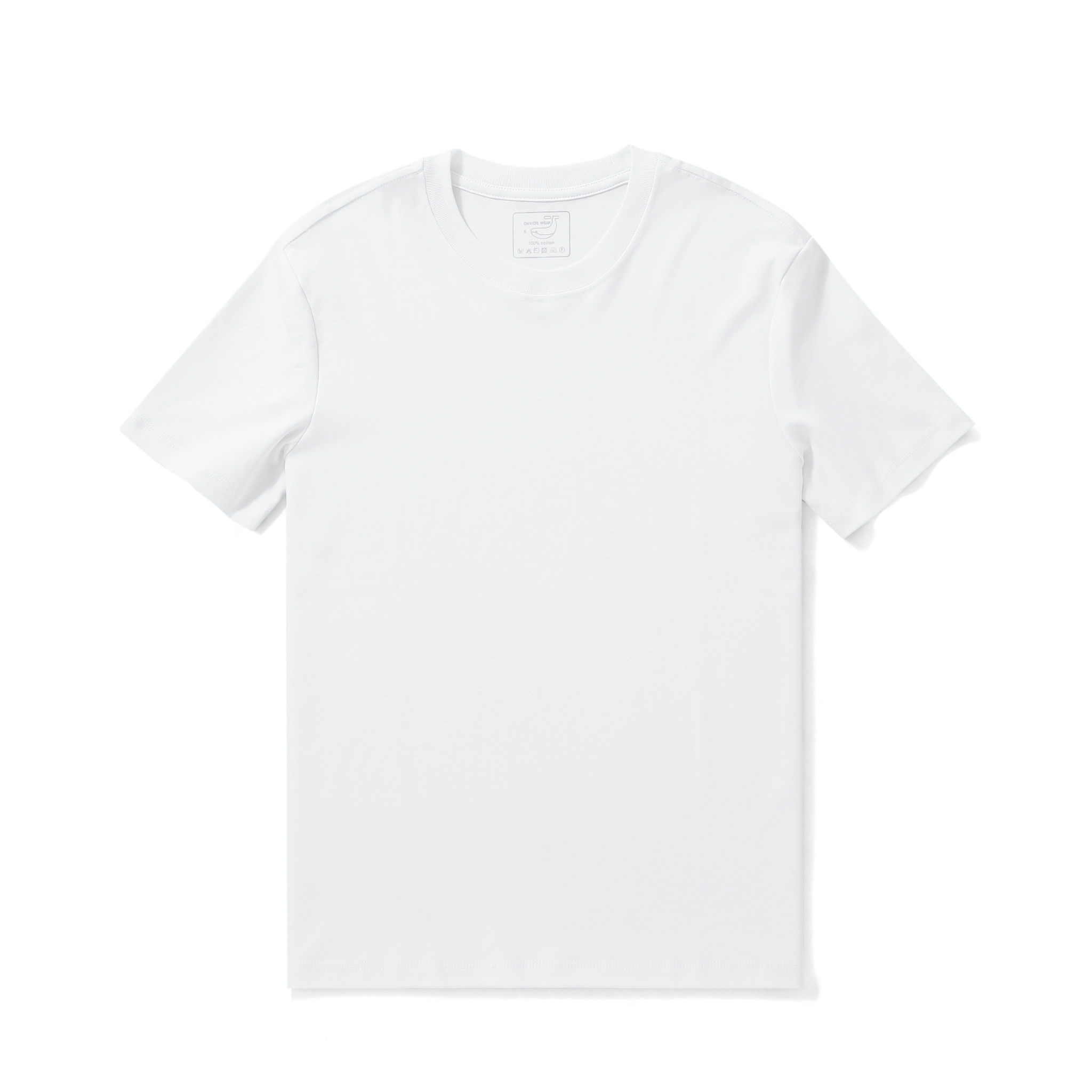 Stain-proof Crew Neck White Short Sleeve Basic Tee Shirt Stain-proof Basic Tee White
