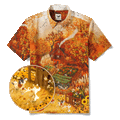Men's Hawaiian Shirt Short Sleeve Button-down 100% Cotton Yellow Aloha Autumn Countryside Charms Fall Apple Cat Dog Countryside Yard Harvest