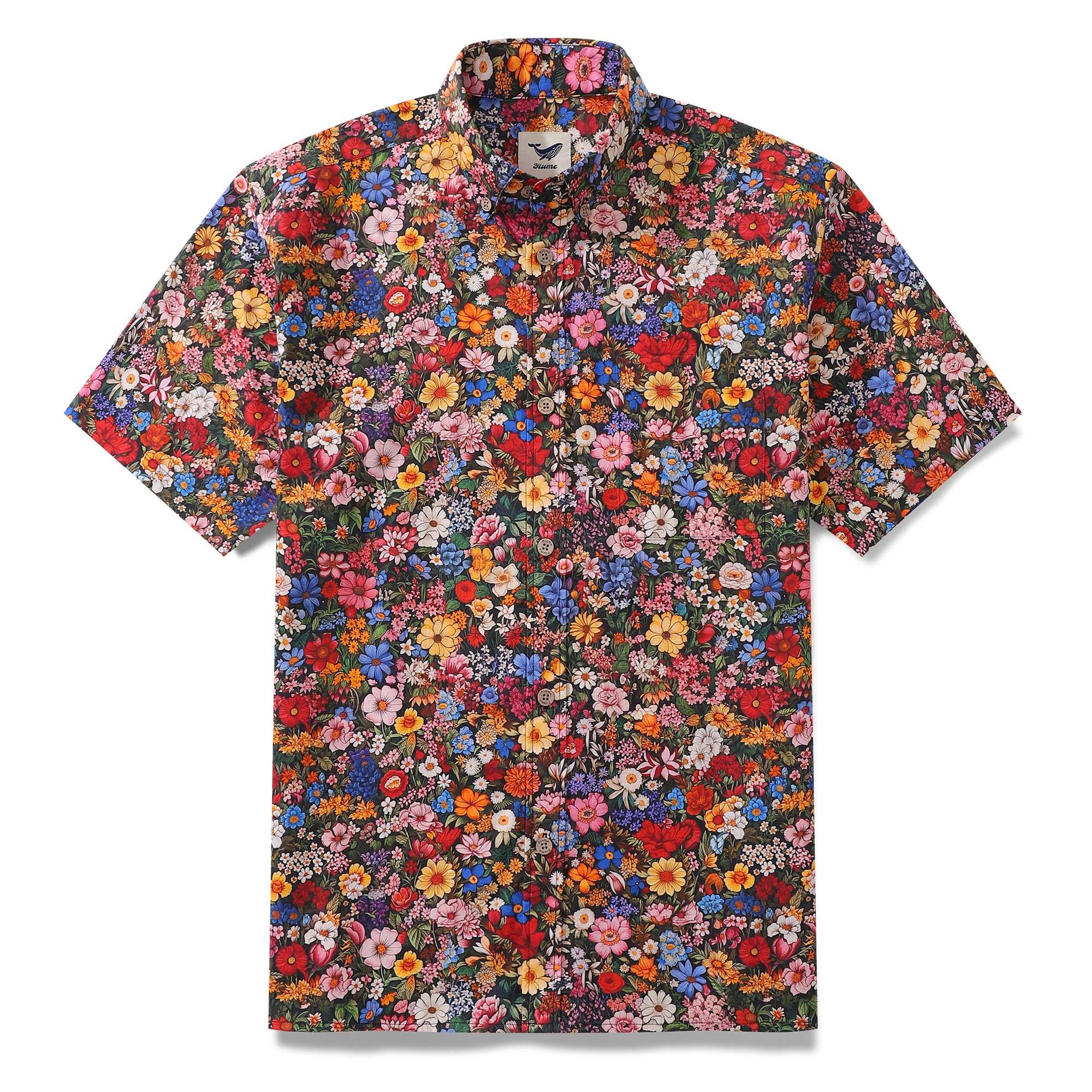 1960s Vintage Hawaiian Shirt For Men Flower Print Shirt Cotton Button-down Short Sleeve Floral Aloha Shirt