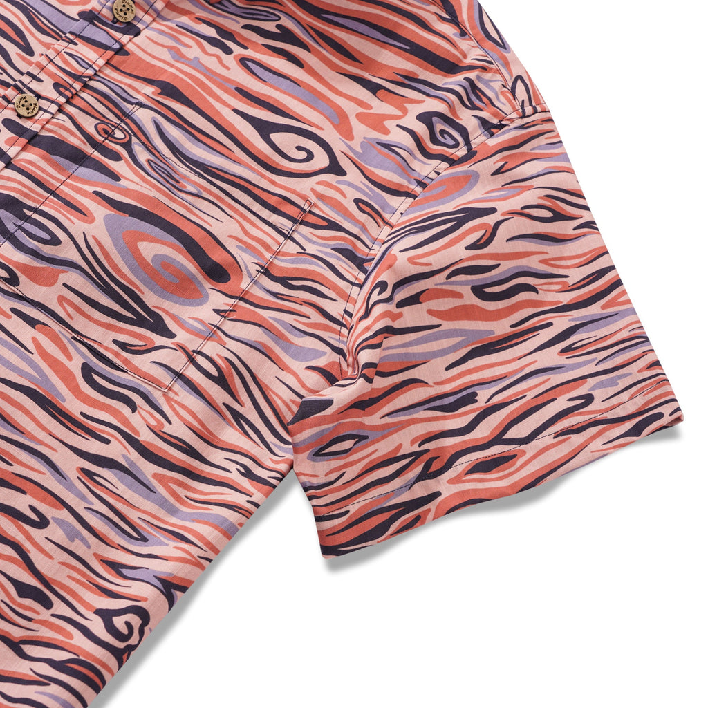 Men's Pink Hawaiian Shirt Short Sleeve Button-down 100% Cotton Aloha Celestial Harmony