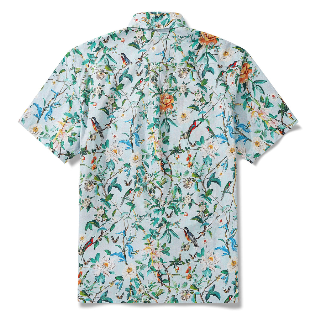 Men's Hawaiian Shirt Short Sleeve Button-down 100% Cotton Green Aloha Hawaiian Nature's Whisper