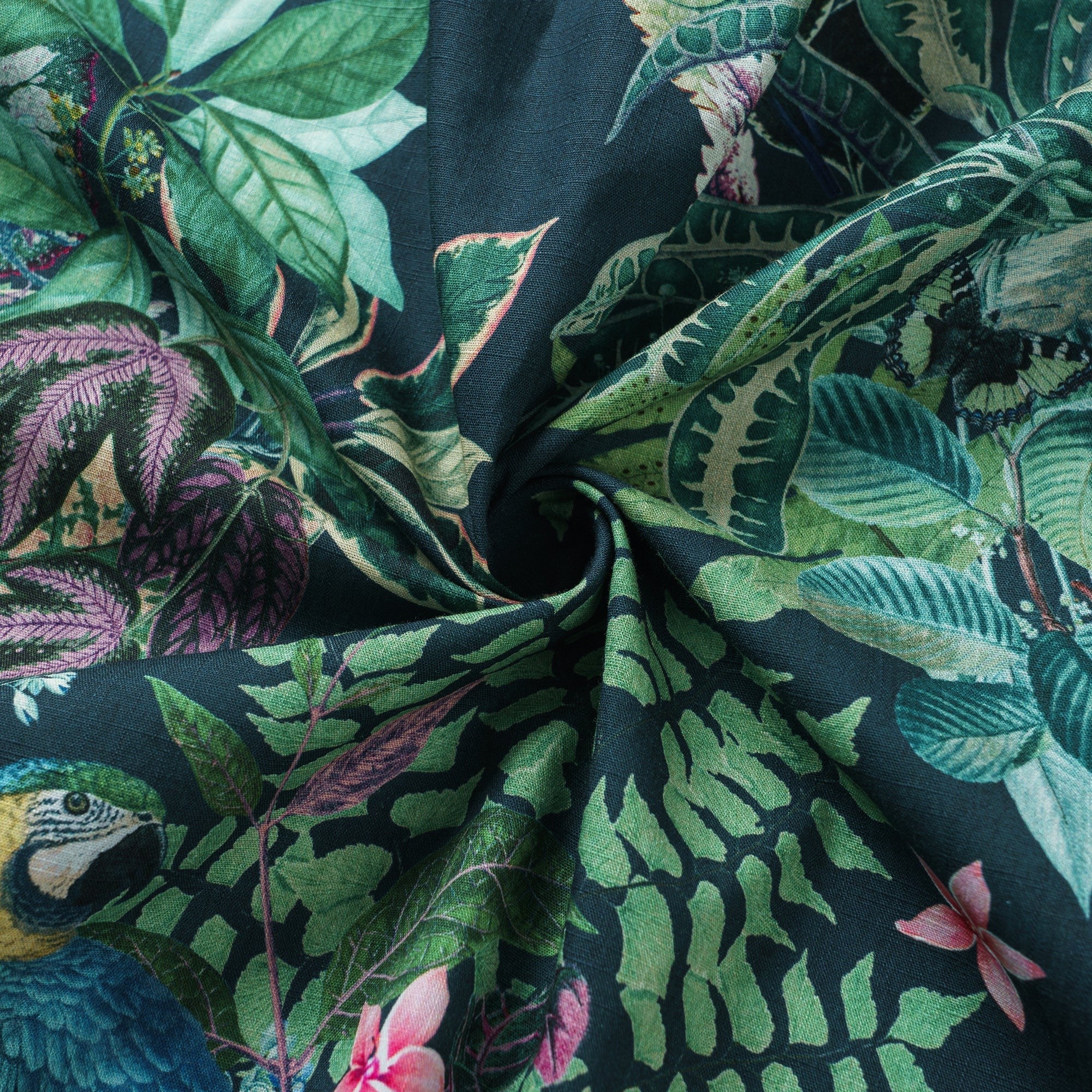 Green Hawaiian Shirt Vintage Tropical Parrot Shirt Men's 100% Cotton Short Sleeve Camp Collar Aloha Shirt