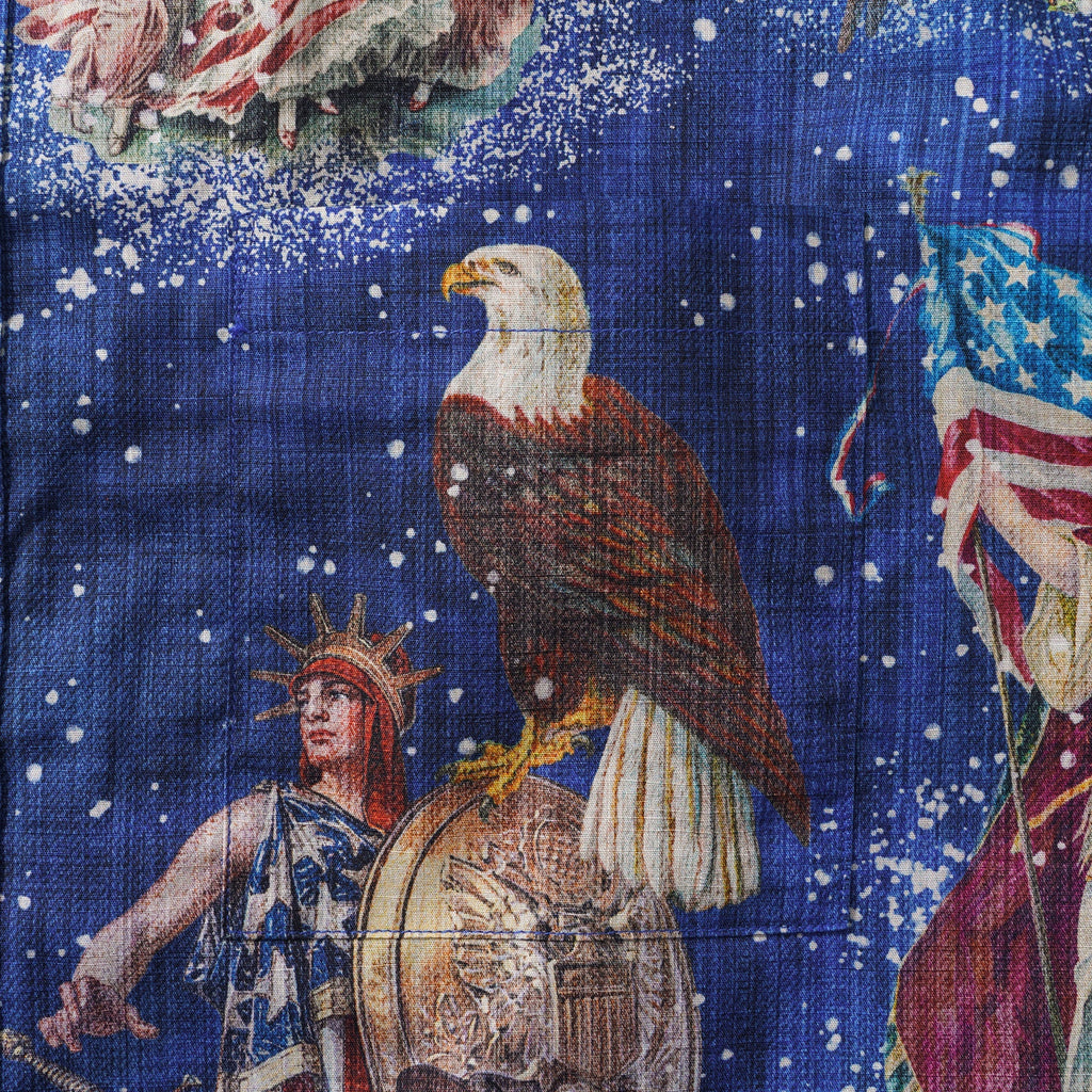 Men's Hawaiian Shirt Short Sleeve Button-down 100% Cotton Blue Aloha Stars & Stripes