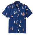 Men's Hawaiian Shirt Short Sleeve Button-down 100% Cotton Blue Aloha Sail into the Horizon