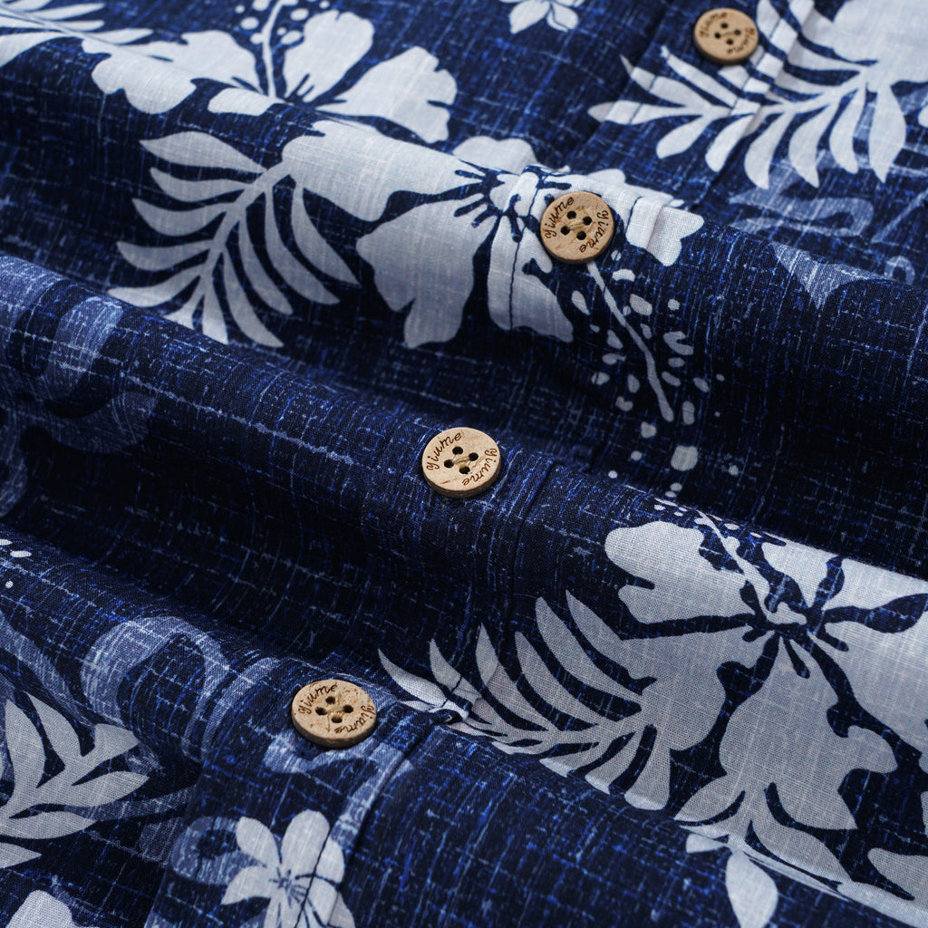 Yiume Tropical Hawaiian Shirt For Men Breathable Shirt Blue Short Sleeve Button-down Shirt