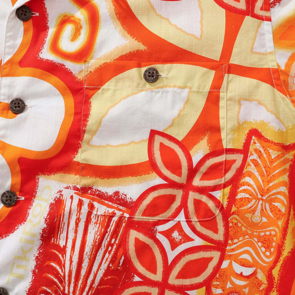Yiume 1930s Vintage Floral Hawaiian Shirt Tikirob Designer Shirt Orange Camp Collar Tiki Shirt