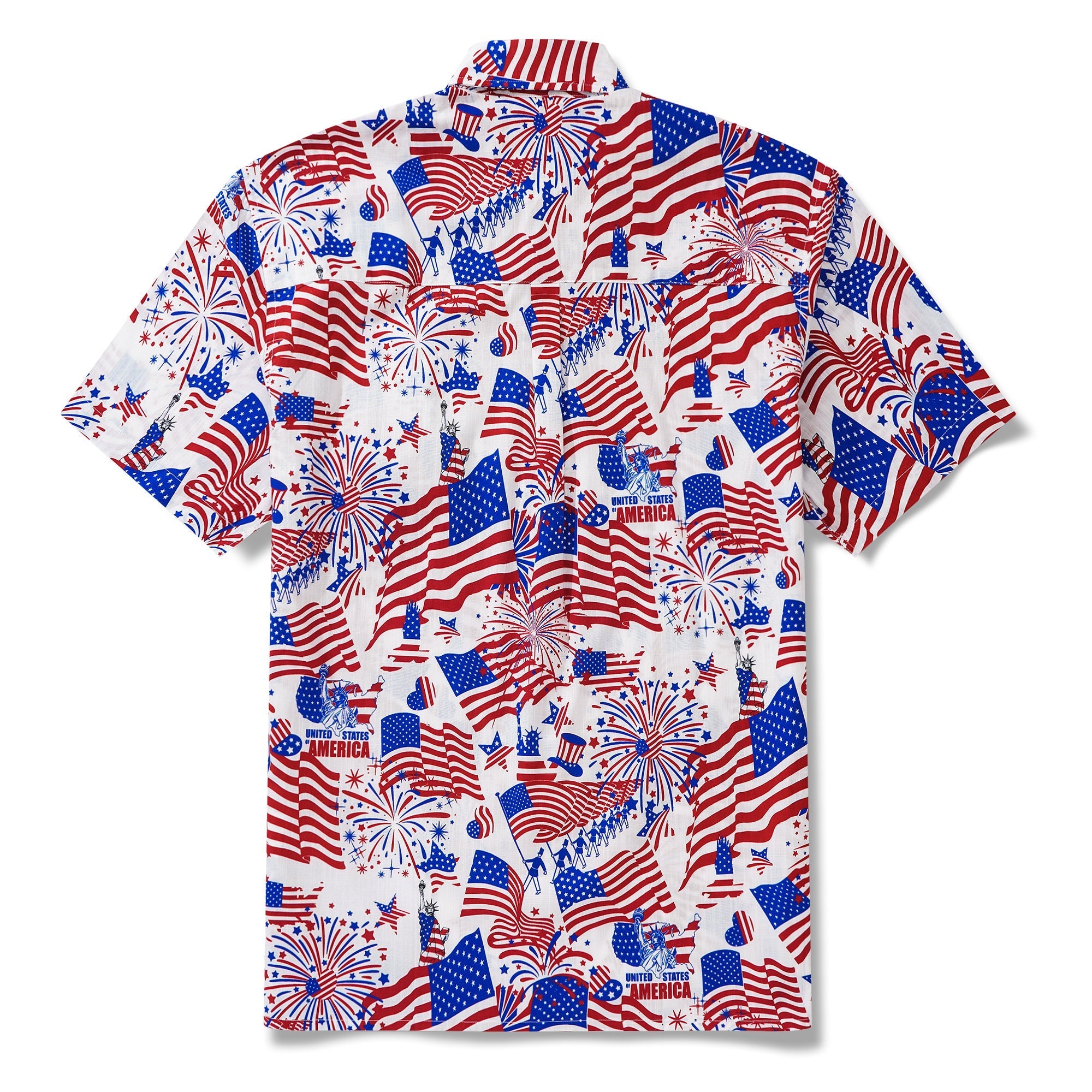 Men's Hawaiian Shirt Short Sleeve Button-down 100% Cotton Blue Aloha American Celebration