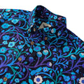 Yiume Men's Blue and Purple Hawaiian Shirt Short Sleeve Button-down Shirt 100% Cotton Aloha Shirt