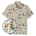 Men's Hawaiian Shirt Short Sleeve Button-down 100% Cotton Beige Aloha Alice's Wonderland