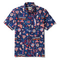 Men's Hawaiian Shirt Short Sleeve Button-down 100% Cotton Blue Aloha Liberty’s Patriot Canvas