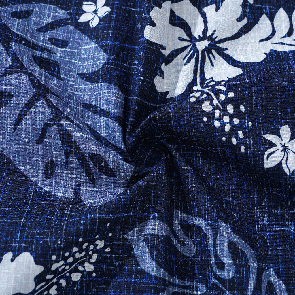 Yiume Tropical Hawaiian Shirt For Men Breathable Shirt Blue Short Sleeve Button-down Shirt