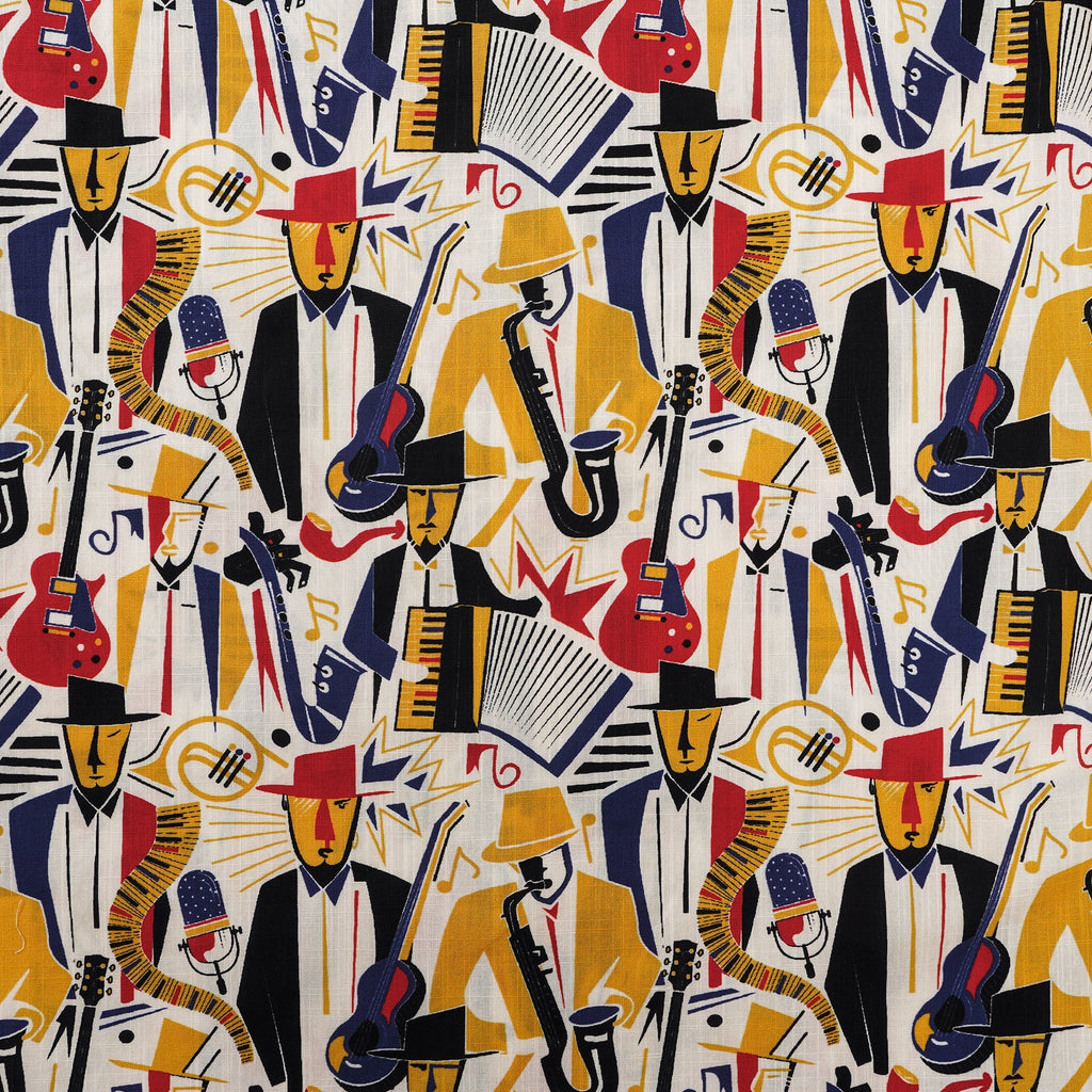 Men's Hawaiian Shirt Short Sleeve Camp Collar 100% Cotton Yellow Aloha Joyful Jazz By Pallavi Chaudhary