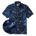 Men's Hawaiian Shirt Short Sleeve Button-down 100% Cotton Blue Aloha Dreams Of The Starry Sea Jellyfish Whale
