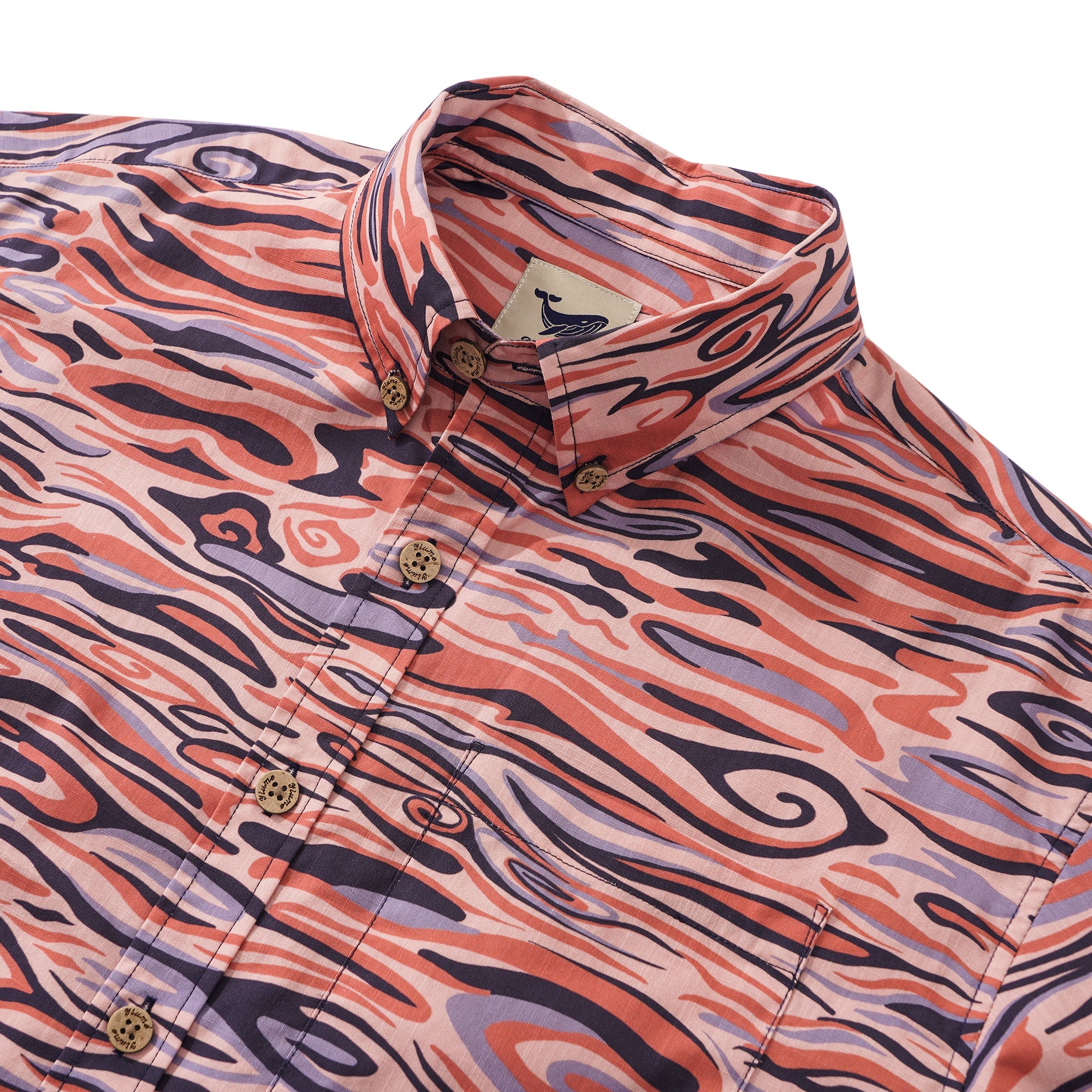 Men's Pink Hawaiian Shirt Short Sleeve Button-down 100% Cotton Aloha Celestial Harmony
