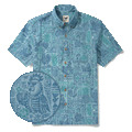 Men's Hawaiian Shirt Short Sleeve Button-down 100% Cotton Blue Rooster Aloha The Bone Voyage