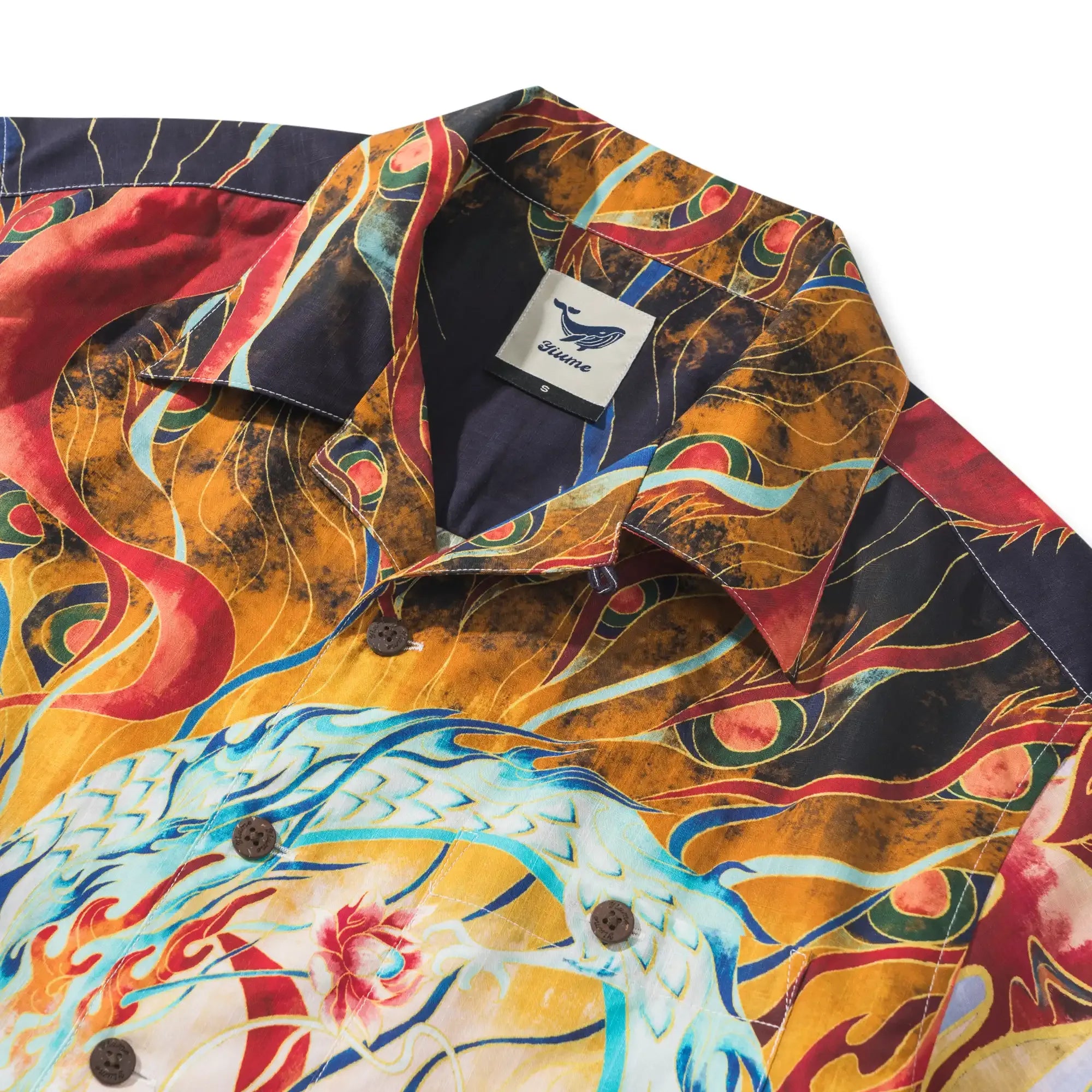 Men's Hawaiian Shirt Short Sleeve Camp Collar 100% Cotton Blue Aloha Nezha Conquers the Dragon King Eastern Legend
