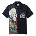 Men's Hawaiian Bowling Shirt Short Sleeve Button-down 100% Cotton Black Aloha Glowing Challenge Of The Skull Ghost