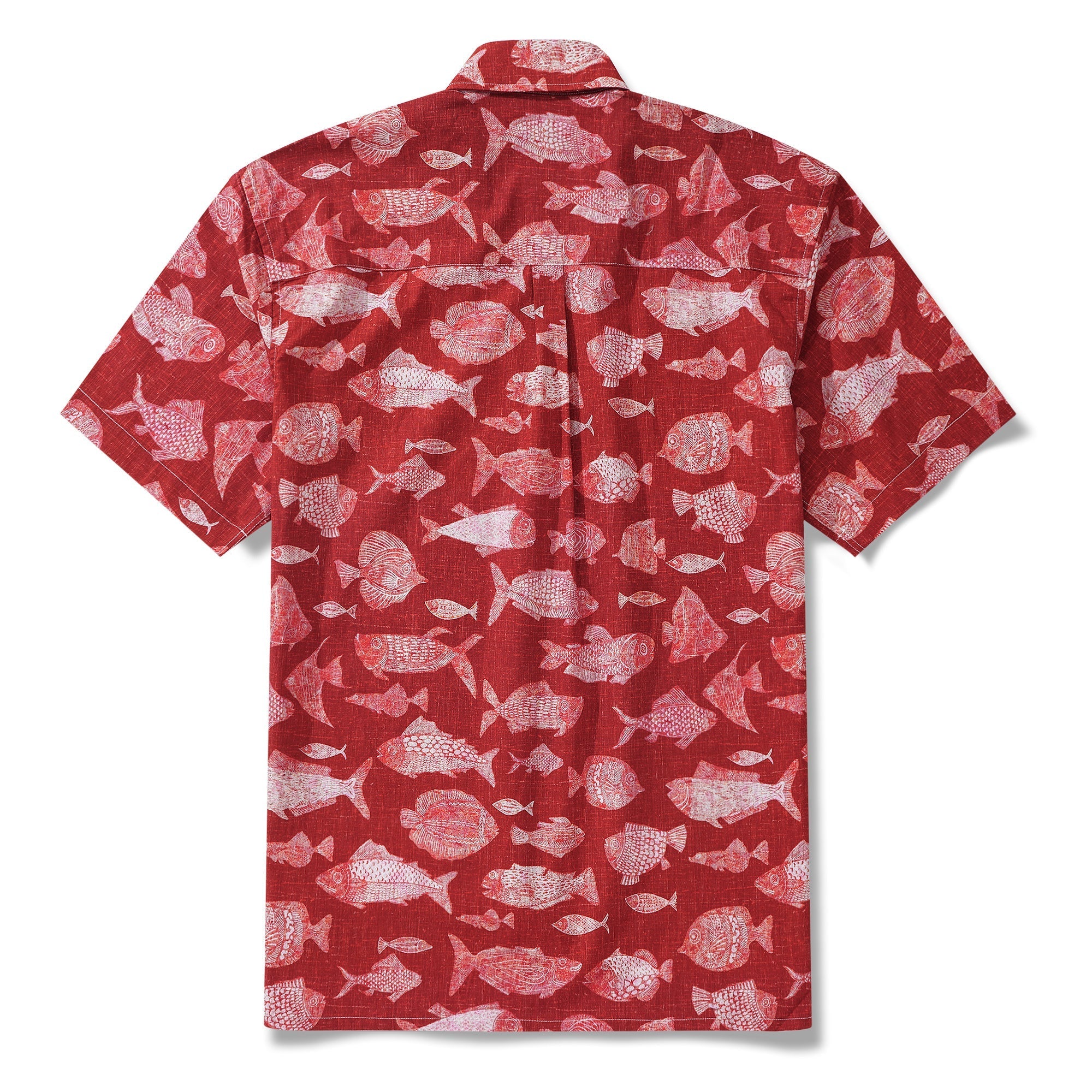 Men's Red Fish Hawaiian Shirt 100% Cotton Button-down Short Sleeve Aloha Shirt For Gift