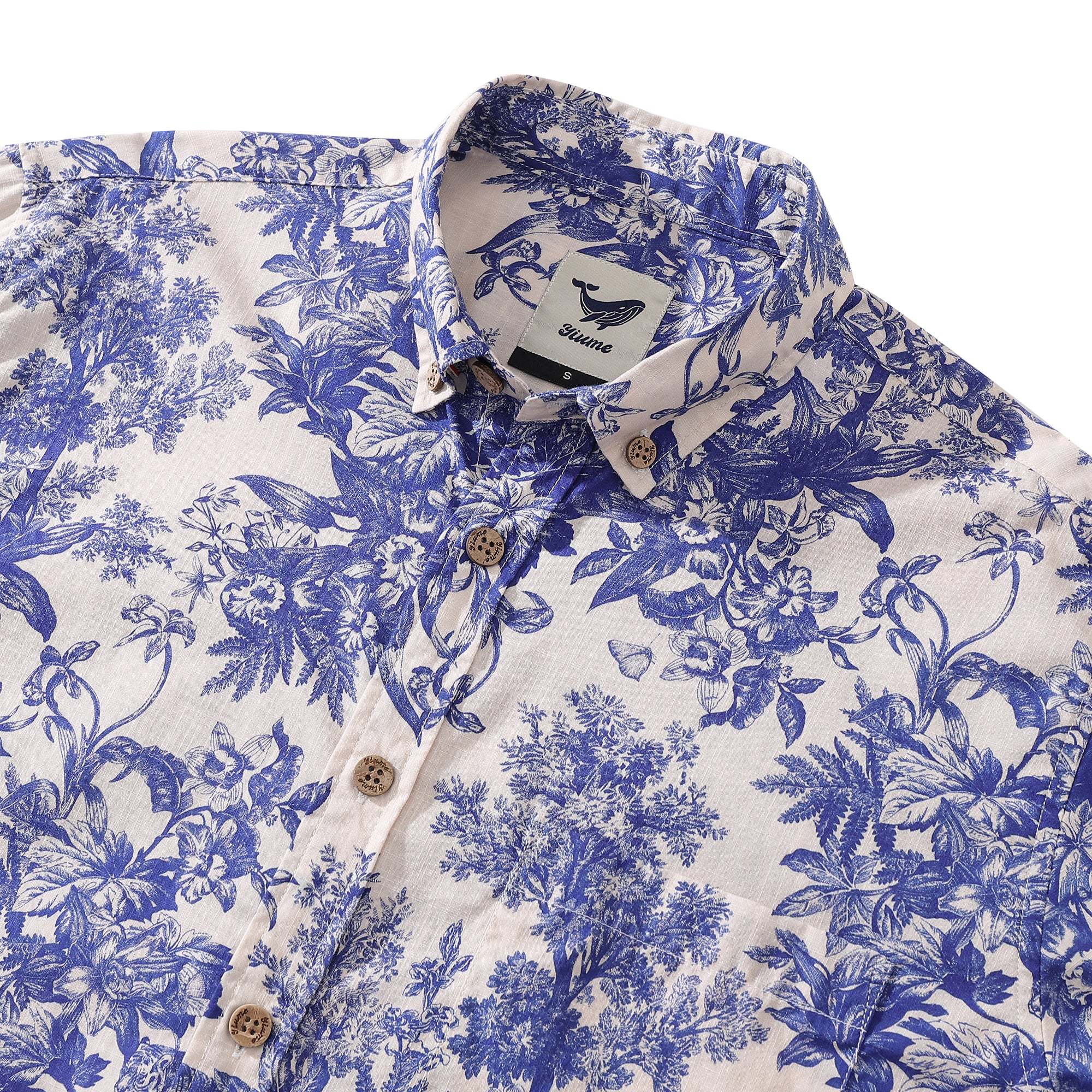 Men's Hawaiian Shirt Rural Scenery Print Cotton Button-down Long Sleeve Aloha Shirt