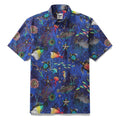Deep Blue Hawaiian Shirt For Men Underwater World Short Sleeve Button-down Cotton Shirt