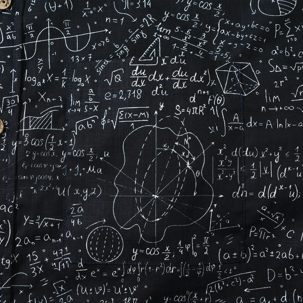 Geek Chic Men's Hawaiian Shirt Short Sleeve Button-down 100% Cotton Black Aloha The Problem Solver Math Formula Physics Equation Science Chalkboard