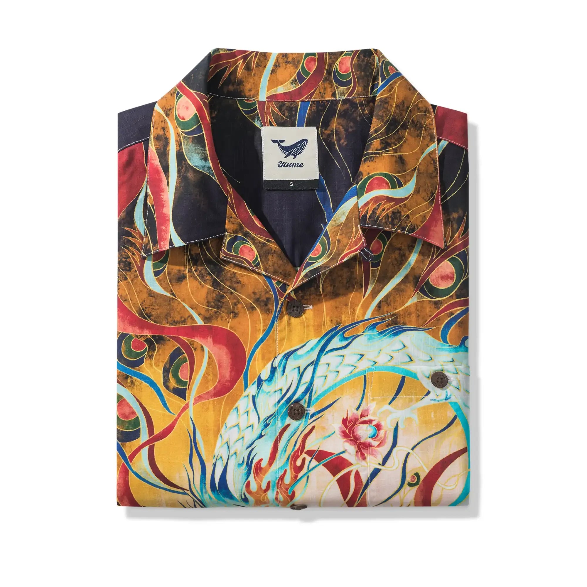 Men's Hawaiian Shirt Short Sleeve Camp Collar 100% Cotton Blue Aloha Nezha Conquers the Dragon King Eastern Legend