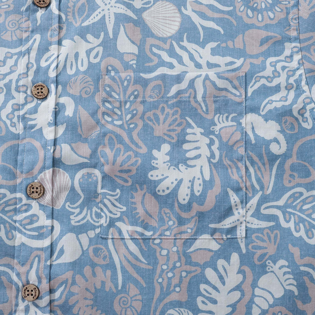 Men's Marine Life Shirt  Button-down 100% Cotton Blue Shirt Hawaiian Shirt Aloha Ocean-themed Silhouettes