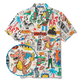 Men's Hawaiian Shirt Short Sleeve Camp Collar 100% Cotton Orange Aloha Graffiti World