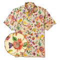 Men's Hawaiian Shirt Short Sleeve Button-down 100% Cotton Beige Aloha Dreams Of An Exotic Garden