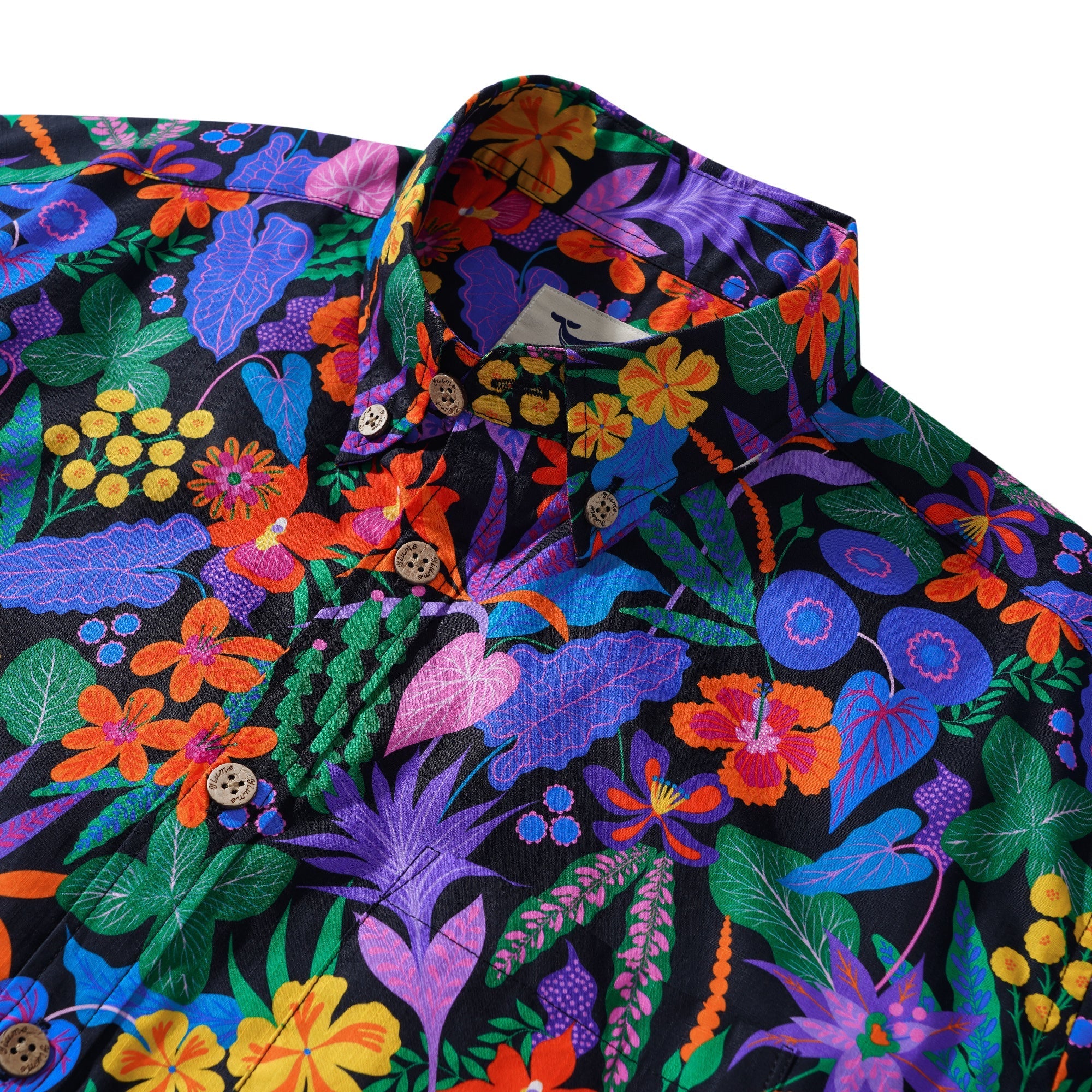 Yiume Men's Colorful Hawaiian Shirt Tropical Floral Shirt 100% Cotton Button-down Flower Shirt