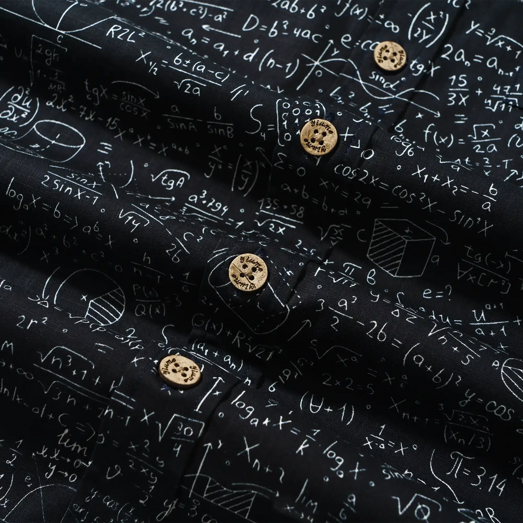 Geek Chic Men's Hawaiian Shirt Short Sleeve Button-down 100% Cotton Black Aloha The Problem Solver Math Formula Physics Equation Science Chalkboard