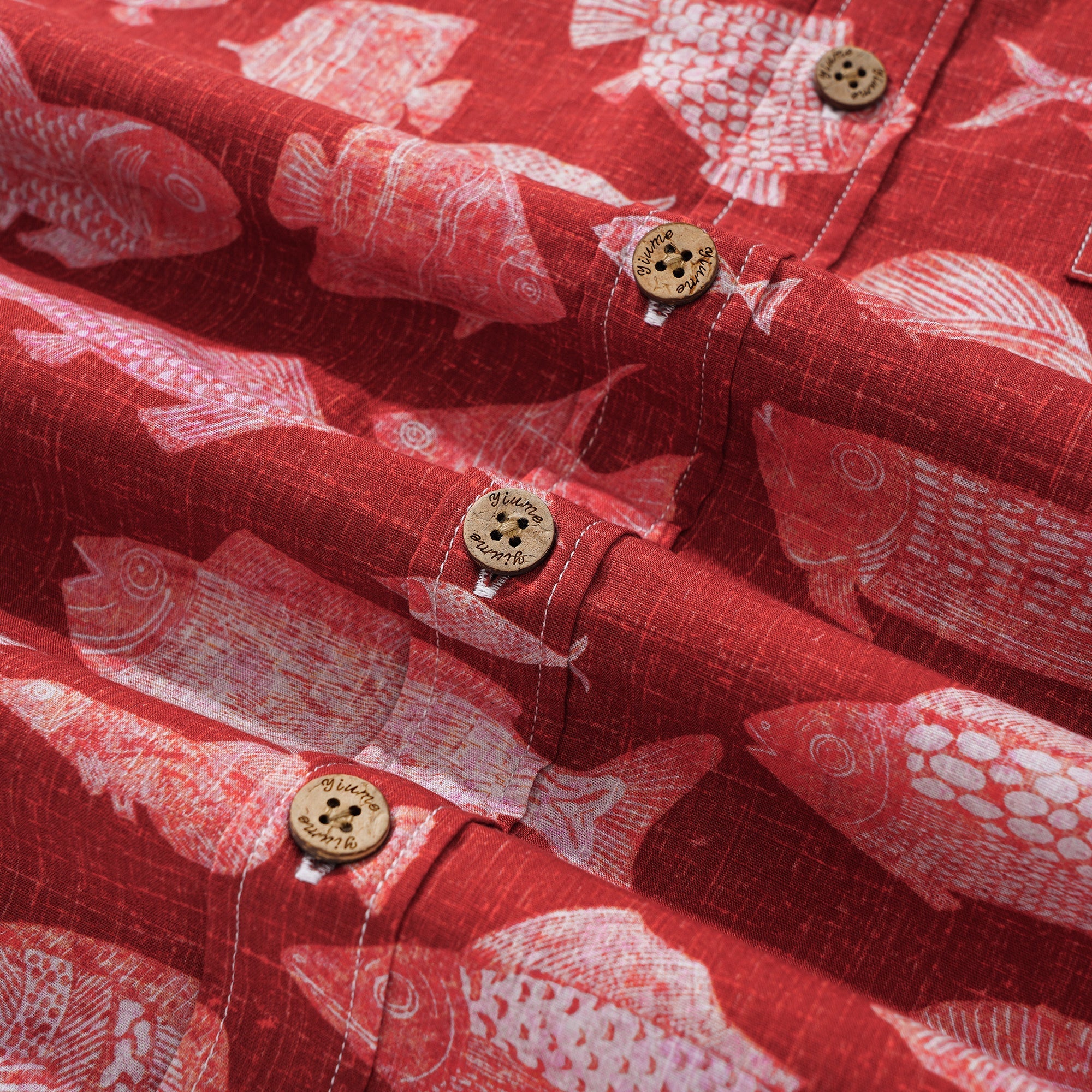 Men's Red Fish Hawaiian Shirt 100% Cotton Button-down Short Sleeve Aloha Shirt For Gift