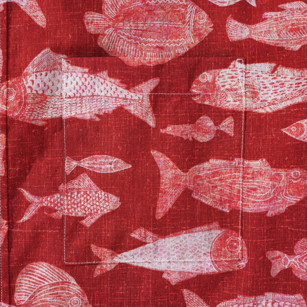 Men's Red Fish Hawaiian Shirt 100% Cotton Button-down Short Sleeve Aloha Shirt For Gift
