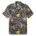 1960s Vintage Hawaiian Shirt For Men Van Gogh Sunflower Shirt 100% Cotton Camp Collar Shirt