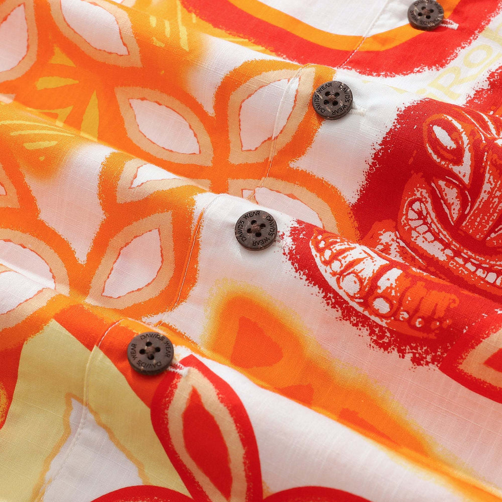 Yiume 1930s Vintage Floral Hawaiian Shirt Tikirob Designer Shirt Orange Camp Collar Tiki Shirt
