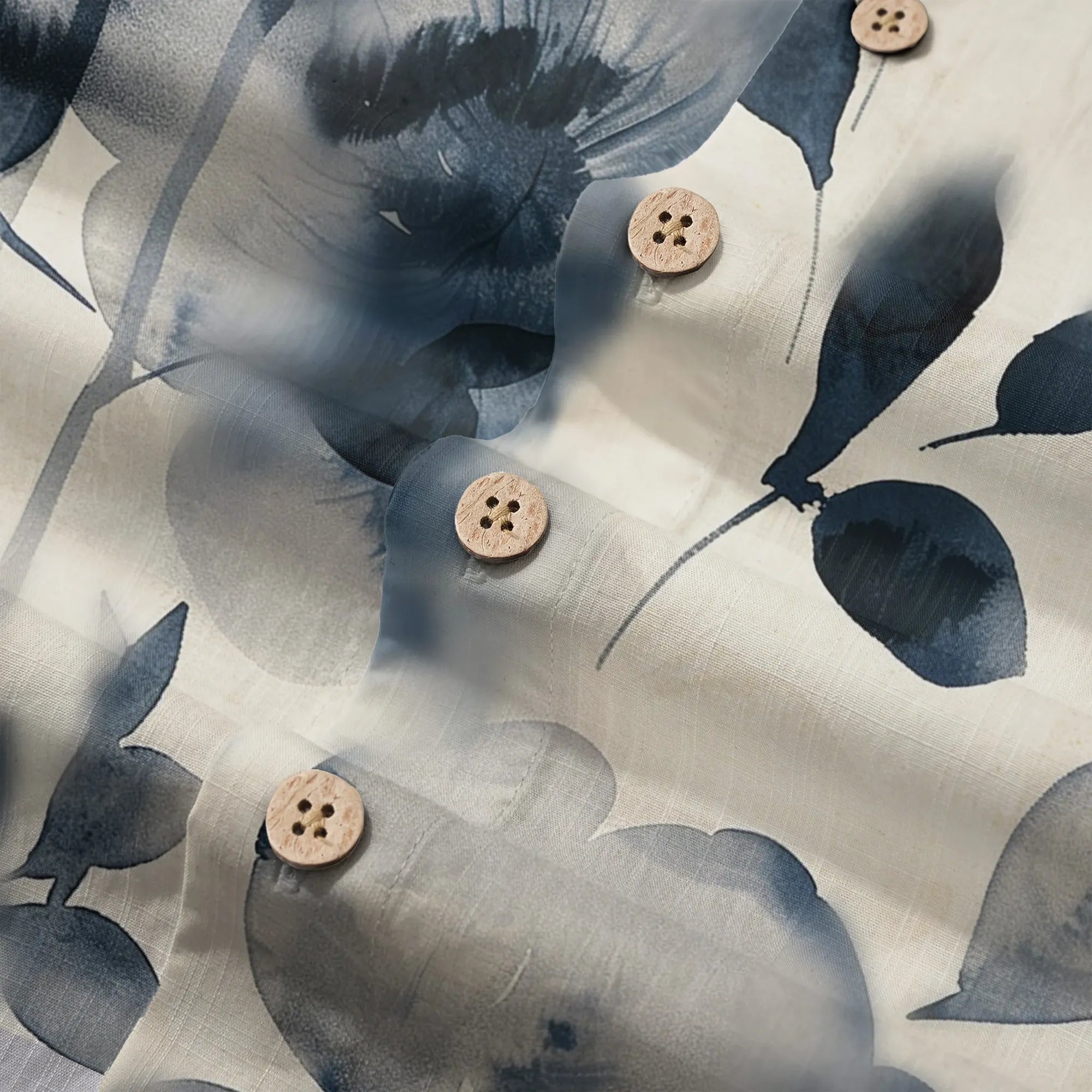 LeosWare® Men's Hawaiian Shirt Short Sleeve Button-up 100% Cotton Blue Aloha Blue And White Ink Charm