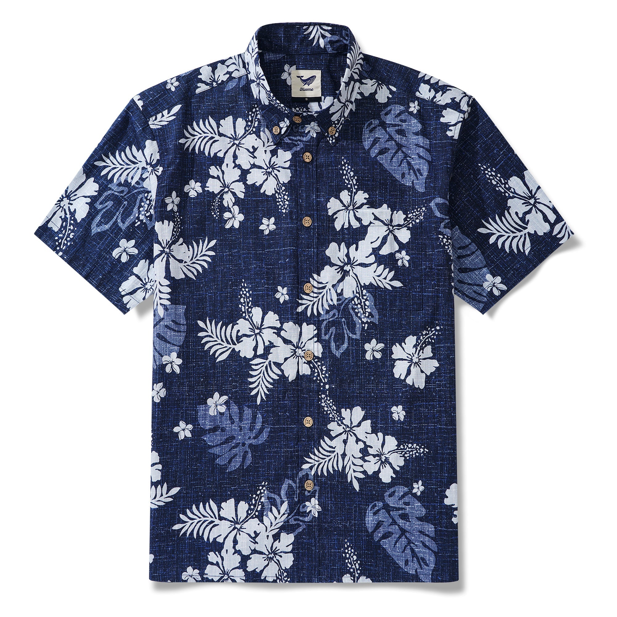 Yiume Tropical Hawaiian Shirt For Men Breathable Shirt Blue Short Sleeve Button-down Shirt