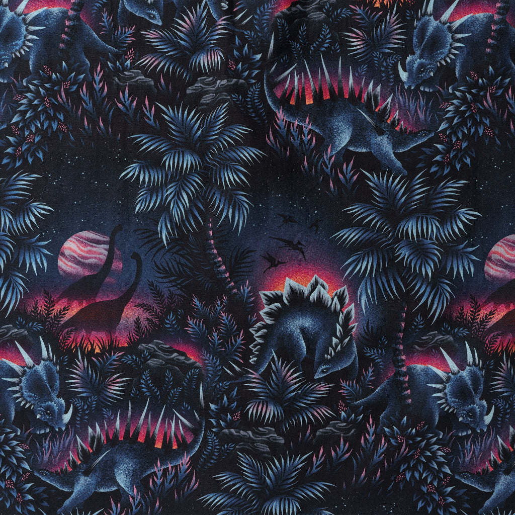 Men's Hawaiian Shirt Dinosaur Lagoon By Andrea Muller Cotton Button-down Long Sleeve Aloha Shirt