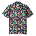 Men's Hawaiian Shirt Short Sleeve Camp Collar 100% Cotton Black Aloha Fiesta Sugar Skulls By Irina Ostapenko Mexican Style