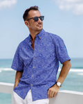 Yiume Casual Hawaiian Shirt Blue Stylish Shirt For Men Short Sleeve Button-down Shirt Affordable Shirt