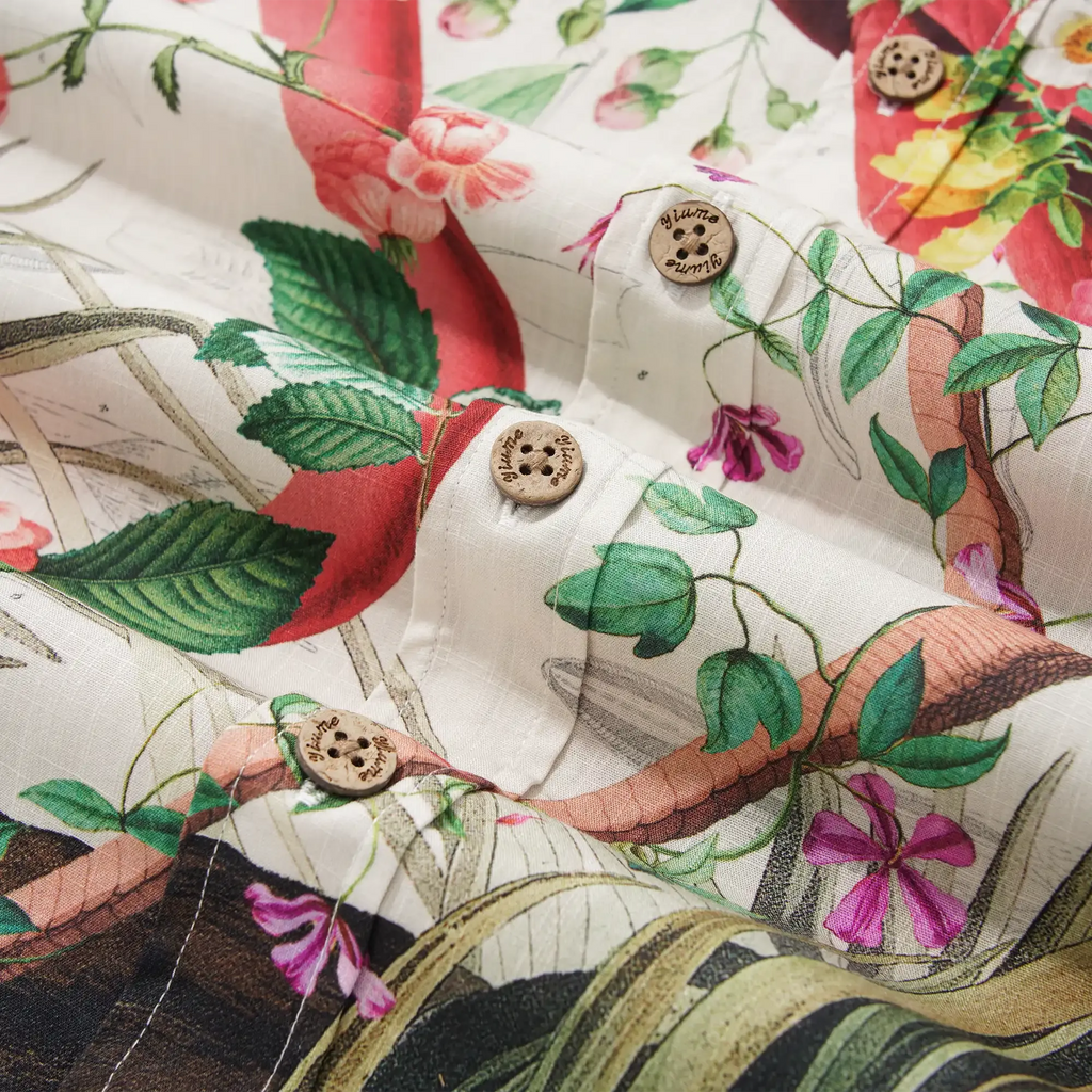 Men's Hawaiian Shirt Short Sleeve Button-down 100% Cotton Flower Floral Aloha Flamboyant Flamingo Blooms
