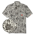 Men's Hawaiian Shirt Short Sleeve Button-down 100% Cotton Black Rooster Aloha The Bone Voyage