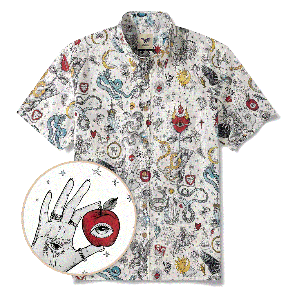 Valentine's Day Gift Men's Hawaiian Shirt Short Sleeve Button-down 100% Cotton White Aloha The Gentle Embrace Of Paradise Unburned