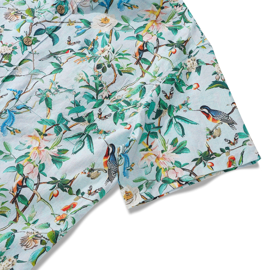 Men's Hawaiian Shirt Short Sleeve Button-down 100% Cotton Green Aloha Hawaiian Nature's Whisper