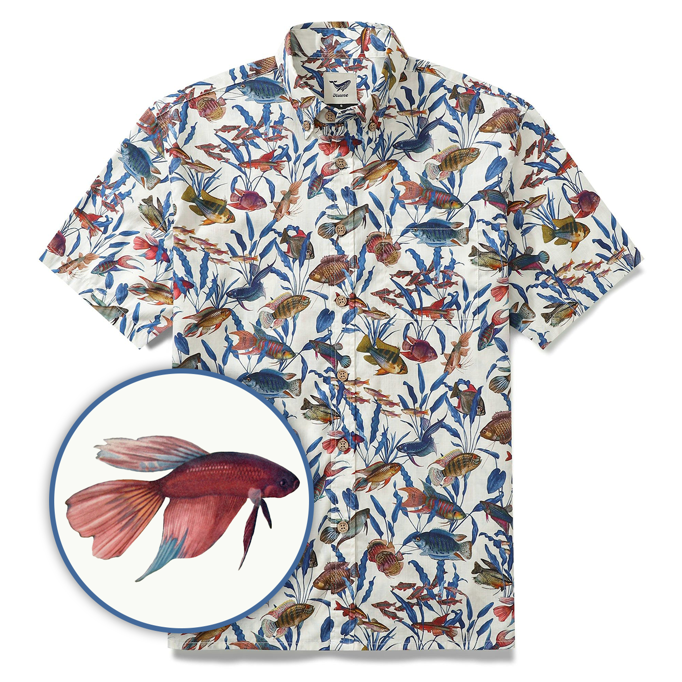 Men's Fish Shirt Button Down Tropical Hawaiian Shirts For Men Short Sleeve Aloha Shirt Nature Collector