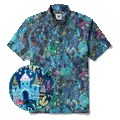 Men's Hawaiian Shirt Short Sleeve Button-down 100% Cotton Blue Aloha Enchanted Underwater World