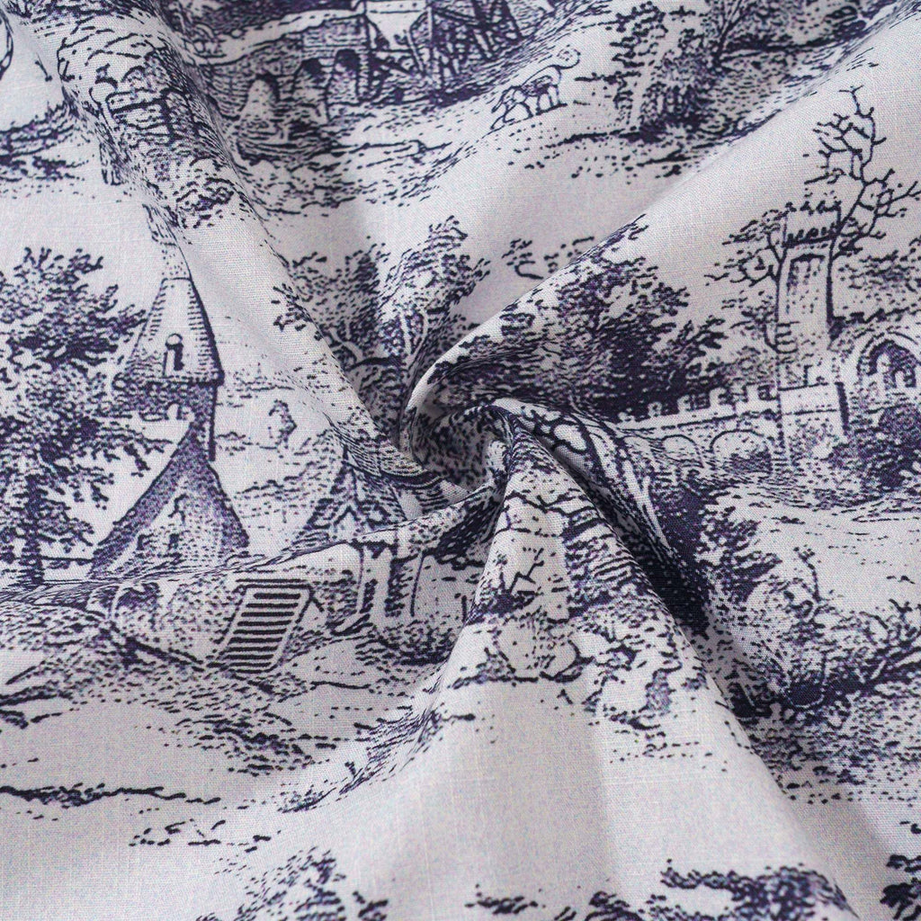 Men's Toile de Jouy Toile Shirt Landscape Hawaiian Shirt Resort Wear Shirt Short Sleeve Button-down White Aloha Shirt
